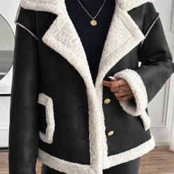 Kadın Uzun Kollu Yakalı önden Düğmeli Cep Detaylı Süet Ceket, 31043