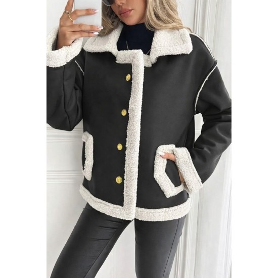 Kadın Uzun Kollu Yakalı önden Düğmeli Cep Detaylı Süet Ceket, 31043