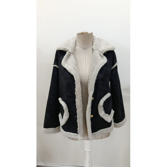 Kadın Uzun Kollu Yakalı önden Düğmeli Cep Detaylı Süet Ceket, 31043