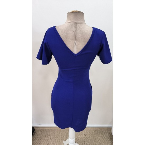 Kadın Uzun Kollu Volanlı Kruvaze Yaka Yanlardan Büzgülü Ithal Krep Elbise , 31042