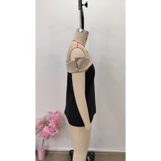 Kadın Tek Omuzu Açık Asimetrik Yaka Detaylı çift Renkli Ithal Krep Bluz, 31052