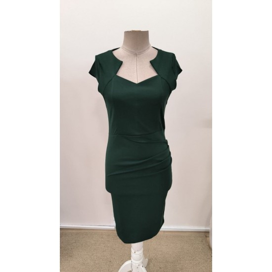 Kadın Kısa Kollu Yakası Asimetrik Kısa Ithal Krep Elbise , 31050