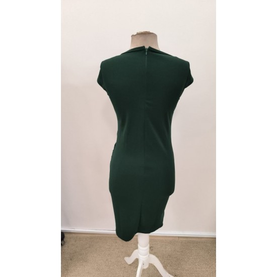 Kadın Kısa Kollu Yakası Asimetrik Kısa Ithal Krep Elbise , 31050