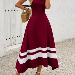 Kadın Askılı Yuvarlak Yaka Asimetrik şerit Detaylı Uzun Viskon Elbise, 31049