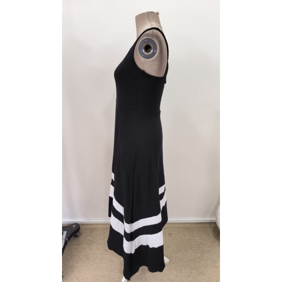 Kadın Askılı Yuvarlak Yaka Asimetrik şerit Detaylı Uzun Viskon Elbise, 31048