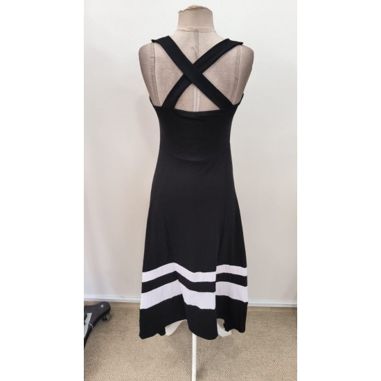 Kadın Askılı Yuvarlak Yaka Asimetrik şerit Detaylı Uzun Viskon Elbise, 31048