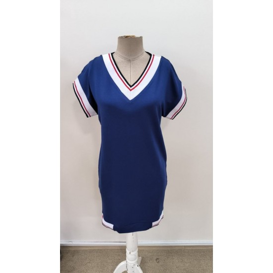 Kadın Kısa Kollu V Yakalı Kısa Viskon Iki Iplik Elbise , 31058