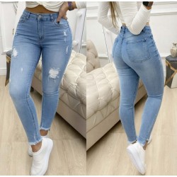 Kadın Yüksek Bel Yırtık Desenli Skınny Kot Pantolon , 31060