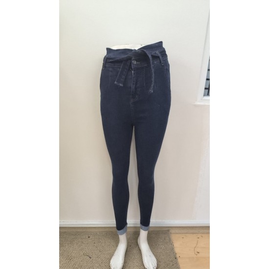 Kadın Yüksek Bel Düğmeli Yırtık Kot Pantolon , 31069