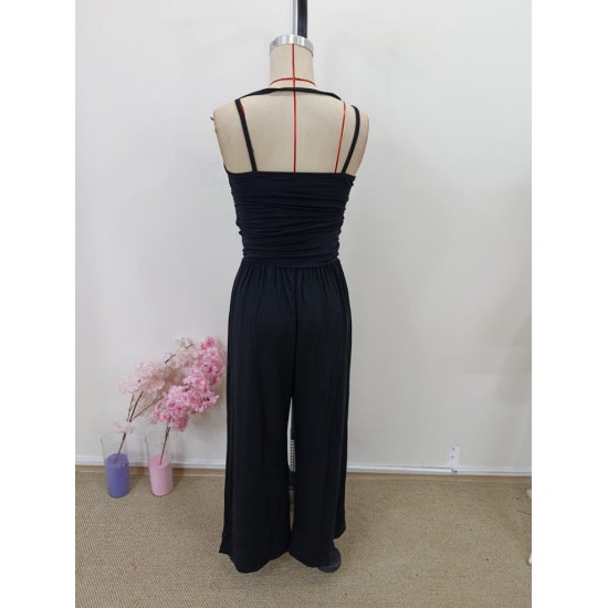 Kadın Askılı Yuvarlak Yaka Uzun Viskon Tulum , 31073