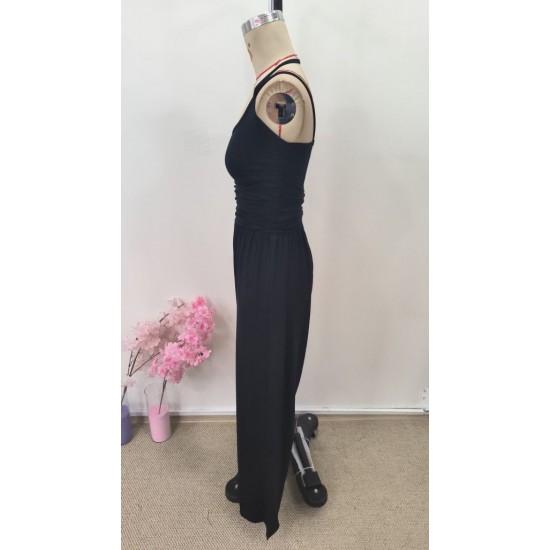 Kadın Askılı Yuvarlak Yaka Uzun Viskon Tulum , 31072