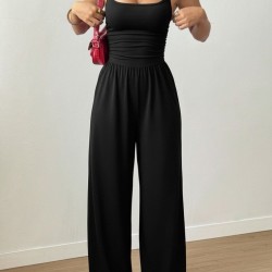 Kadın Askılı Yuvarlak Yaka Uzun Viskon Tulum , 31072