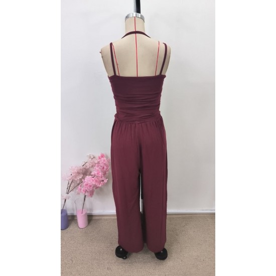 Kadın Askılı Yuvarlak Yaka Uzun Viskon Tulum , 31070