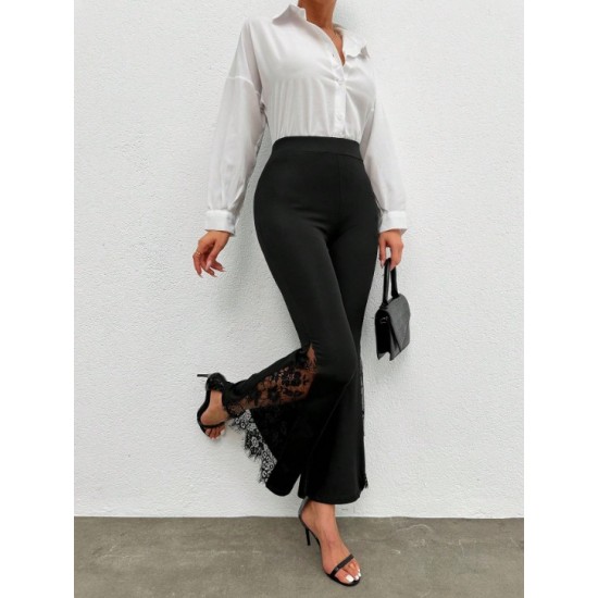 Kadın Ispanyol Paça  Dantel Detay Dalgıç Tayt, 31080