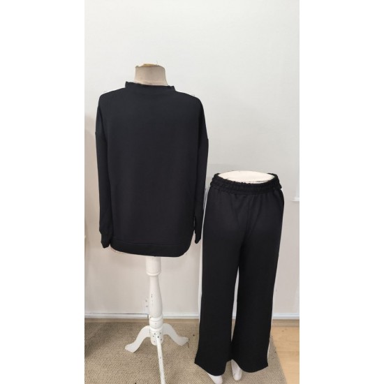 Kadın Uzun Kollu Bisiklet Yakalı Düğmeli Viskon Iki Iplik Bluz Ve Pantolon Ikili Takım , 31097