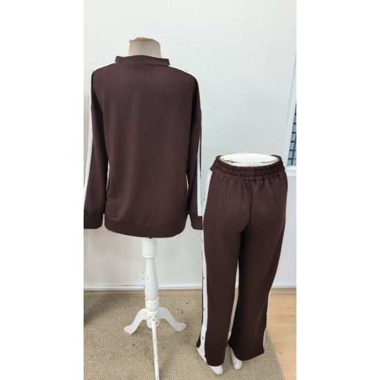 Kadın Uzun Kollu Bisiklet Yakalı Düğmeli Viskon Iki Iplik Bluz Ve Pantolon Ikili Takım , 31096