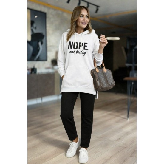 Kadın Uzun Kollu Kapşonlu Bağcıklı Viskon Iki Iplik Sweat, 31099