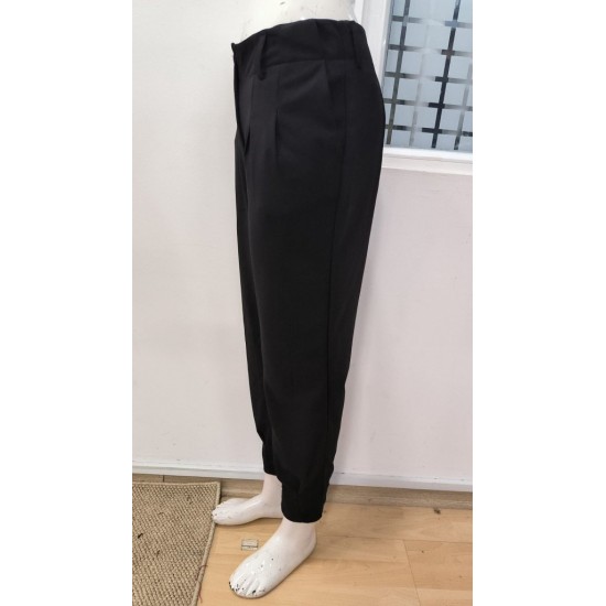 Kadın Yüksek Bel Cepli Paça Ağzı Pile Detaylı Ithal Krep Pantolon , 31101