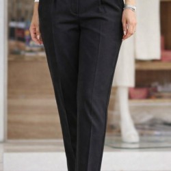 Kadın Yüksek Bel Cepli Paça Ağzı Pile Detaylı Ithal Krep Pantolon , 31101 Kadın Yüksek Bel Cepli Paça Ağzı Pile Detaylı Ithal Krep Pantolon , 31101