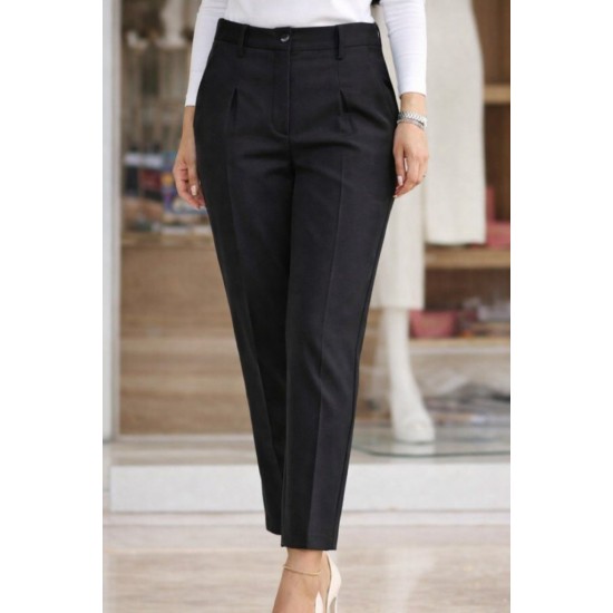 Kadın Yüksek Bel Cepli Paça Ağzı Pile Detaylı Ithal Krep Pantolon , 31101 Kadın Yüksek Bel Cepli Paça Ağzı Pile Detaylı Ithal Krep Pantolon , 31101
