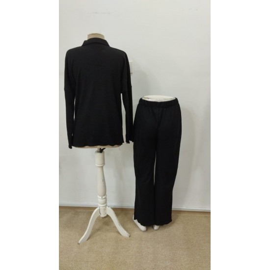 Kadın Uzun Kollu V Yakalı şardonlu Kaşkorse Bluz Ve Pantolon Ikili Takım, 31113