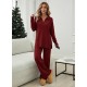 Kadın Uzun Kollu V Yakalı şardonlu Kaşkorse Bluz Ve Pantolon Ikili Takım , 31112