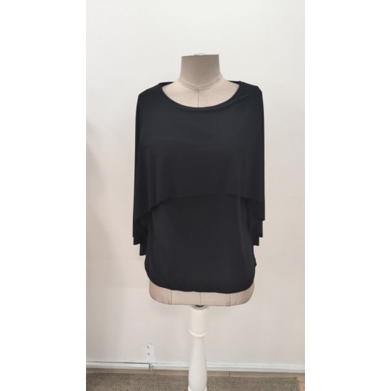 Kadın Kısa Kollu Yuvarlak Yakalı Geniş Kesimli Yarasa Kollu Sandy Bluz, 31116