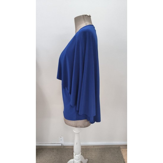 Kadın Kısa Kollu Yuvarlak Yakalı Geniş Kesimli Yarasa Kollu Sandy Bluz, 31115