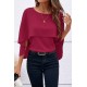 Kadın Kısa Kollu Yuvarlak Yakalı Geniş Kesimli Yarasa Kollu Sandy Bluz, 31114