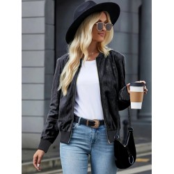 Kadın Uzun Kollu önden Fermuarlı Süet Ceket , 31127