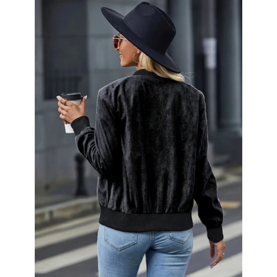 Kadın Uzun Kollu önden Fermuarlı Süet Ceket , 31127