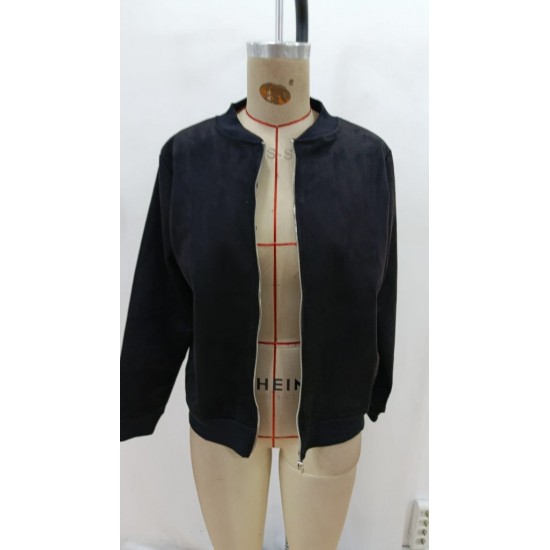 Kadın Uzun Kollu önden Fermuarlı Süet Ceket , 31127