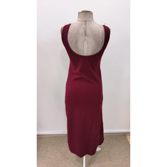 Kadın Askılı Kruvaze Yakalı önden Asimetrik Kesim Detaylı Uzun Ithal Elbise, 31125