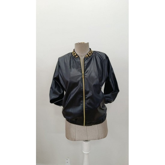 Kadın Uzun Kollu Ribanalı önden Fermuarlı Deri Ceket, 31124