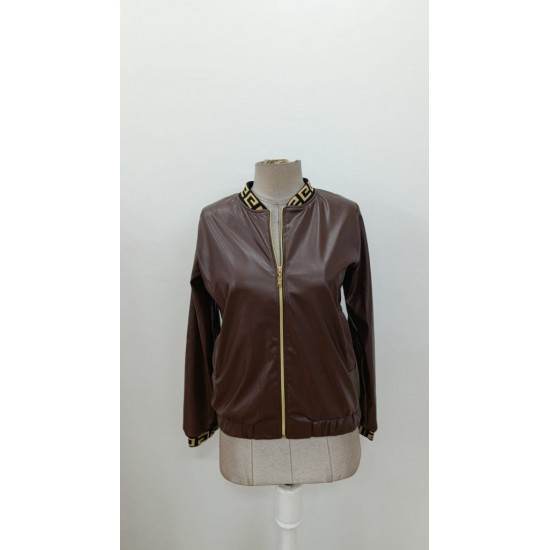 Kadın Uzun Kollu Ribanalı önden Fermuarlı Deri Ceket, 31123