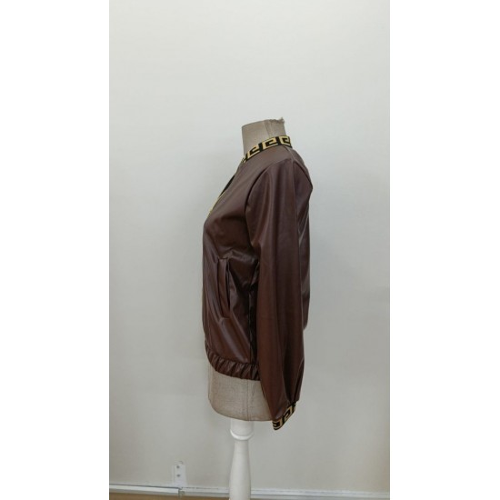 Kadın Uzun Kollu Ribanalı önden Fermuarlı Deri Ceket, 31123