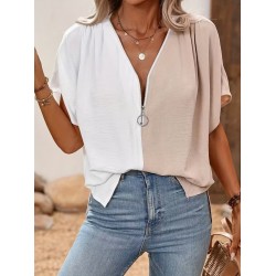 Kadın Kısa Kollu önden Fermuarlı Geniş Kesim Aerobin Bluz , 31122 Kadın Kısa Kollu önden Fermuarlı Geniş Kesim Aerobin Bluz , 31122