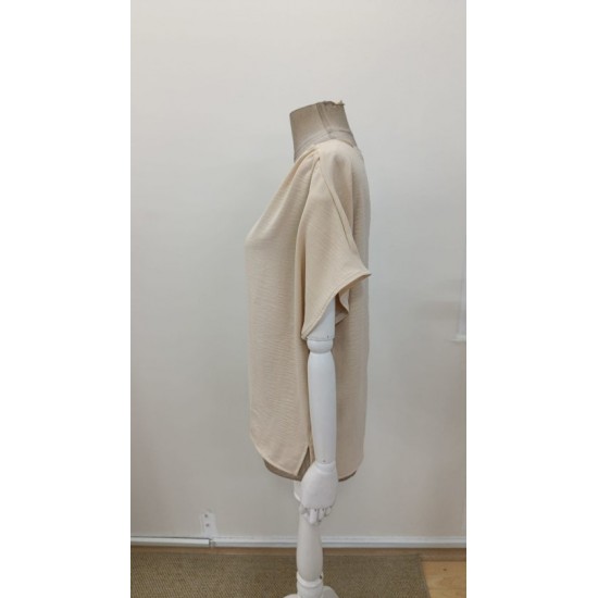 Kadın Kısa Kollu önden Fermuarlı Geniş Kesim Aerobin Bluz , 31122