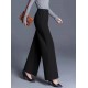 Kadın Yüksek Bel önü Nervürlü Paçaya Doğru Geniş Ithal Krep Pantolon , 31137