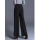 Kadın Yüksek Bel önü Nervürlü Paçaya Doğru Geniş Ithal Krep Pantolon , 31137