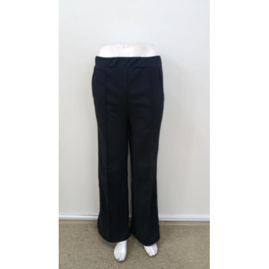 Kadın Yüksek Bel önü Nervürlü Paçaya Doğru Geniş Ithal Krep Pantolon , 31137