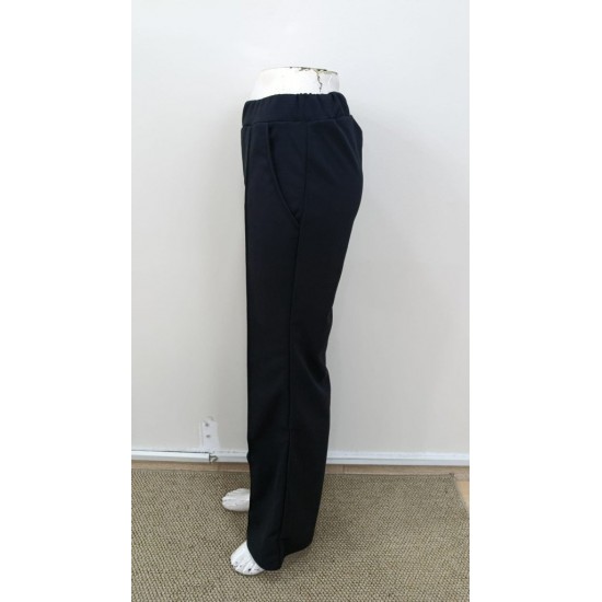 Kadın Yüksek Bel önü Nervürlü Paçaya Doğru Geniş Ithal Krep Pantolon , 31137