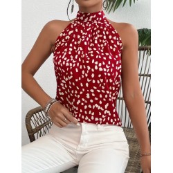 Kadın Omuzlardan Balıkçı Yaka Arkadan Bağlamalı Desenli Süprem Bluz , 31136