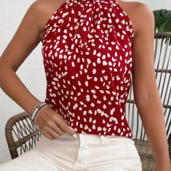 Kadın Omuzlardan Balıkçı Yaka Arkadan Bağlamalı Desenli Süprem Bluz , 31136