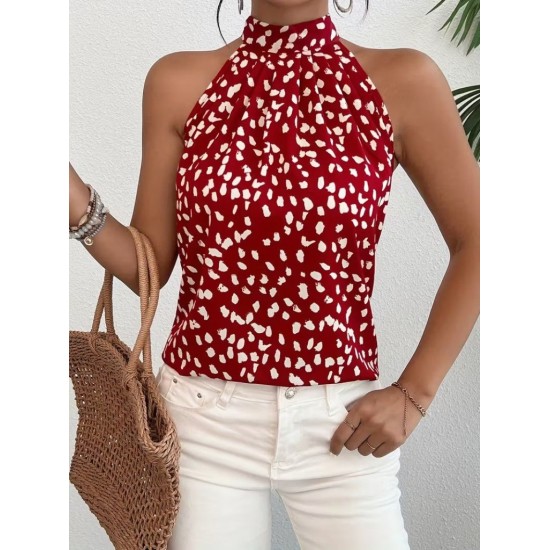 Kadın Omuzlardan Balıkçı Yaka Arkadan Bağlamalı Desenli Süprem Bluz , 31136