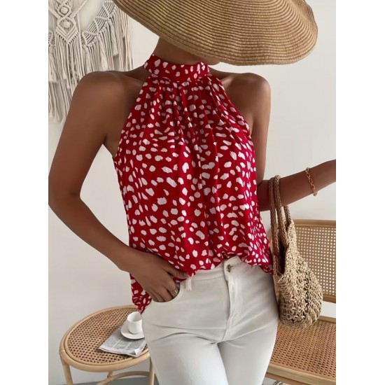 Kadın Omuzlardan Balıkçı Yaka Arkadan Bağlamalı Desenli Süprem Bluz , 31136