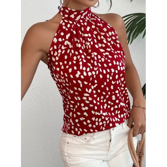 Kadın Omuzlardan Balıkçı Yaka Arkadan Bağlamalı Desenli Süprem Bluz , 31136