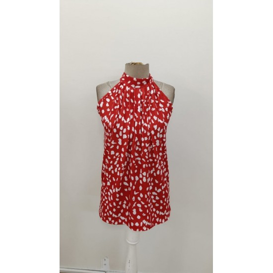 Kadın Omuzlardan Balıkçı Yaka Arkadan Bağlamalı Desenli Süprem Bluz , 31136