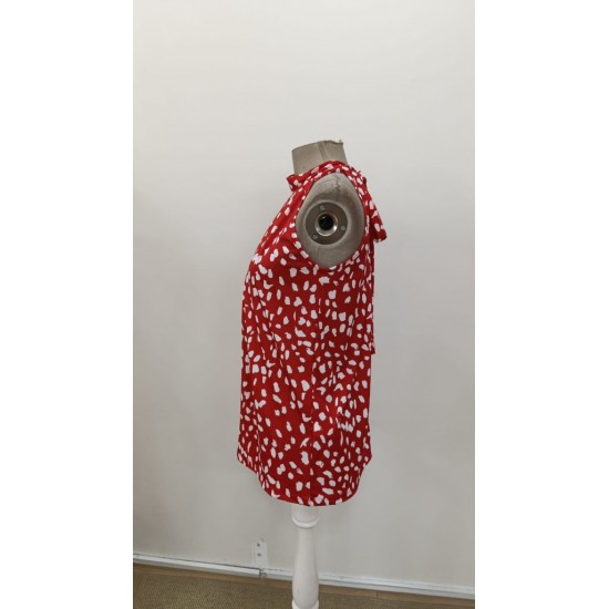 Kadın Omuzlardan Balıkçı Yaka Arkadan Bağlamalı Desenli Süprem Bluz , 31136