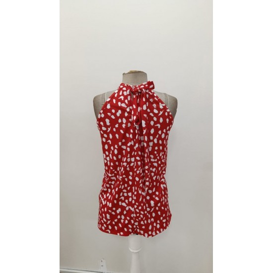 Kadın Omuzlardan Balıkçı Yaka Arkadan Bağlamalı Desenli Süprem Bluz , 31136